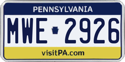 PA license plate MWE2926