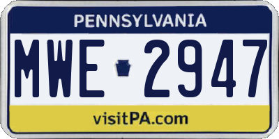 PA license plate MWE2947