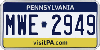PA license plate MWE2949