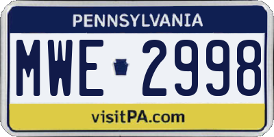 PA license plate MWE2998