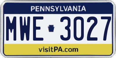 PA license plate MWE3027