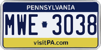 PA license plate MWE3038