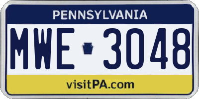 PA license plate MWE3048