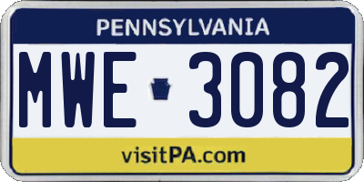 PA license plate MWE3082