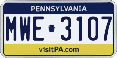 PA license plate MWE3107
