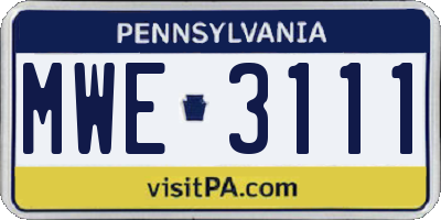 PA license plate MWE3111