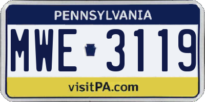 PA license plate MWE3119