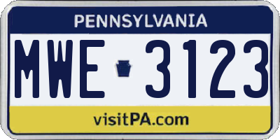 PA license plate MWE3123