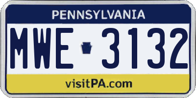 PA license plate MWE3132