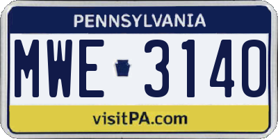 PA license plate MWE3140