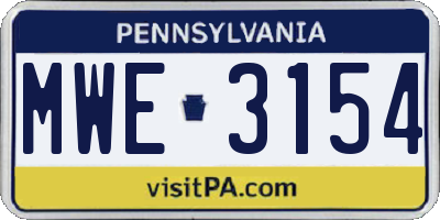 PA license plate MWE3154