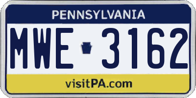 PA license plate MWE3162