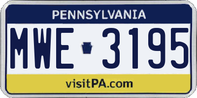 PA license plate MWE3195