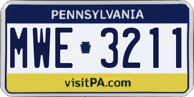 PA license plate MWE3211