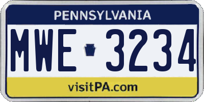 PA license plate MWE3234