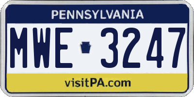 PA license plate MWE3247