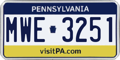 PA license plate MWE3251