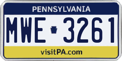 PA license plate MWE3261