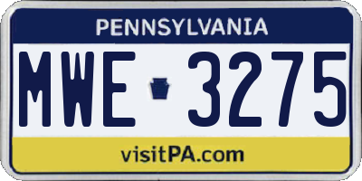 PA license plate MWE3275