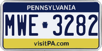 PA license plate MWE3282