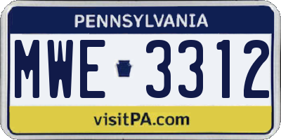 PA license plate MWE3312