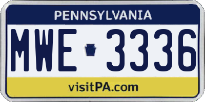 PA license plate MWE3336