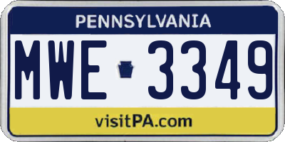 PA license plate MWE3349