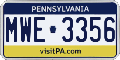 PA license plate MWE3356