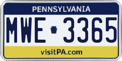 PA license plate MWE3365