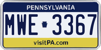 PA license plate MWE3367