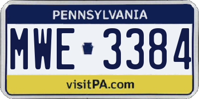 PA license plate MWE3384
