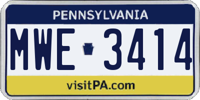 PA license plate MWE3414