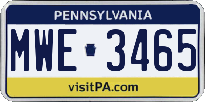 PA license plate MWE3465