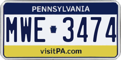 PA license plate MWE3474