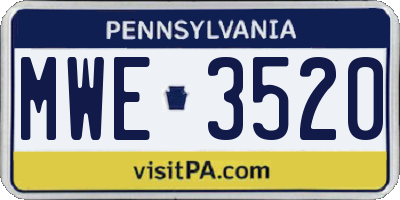 PA license plate MWE3520
