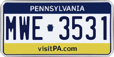 PA license plate MWE3531