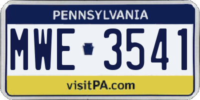 PA license plate MWE3541