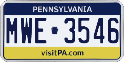 PA license plate MWE3546