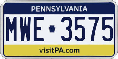 PA license plate MWE3575