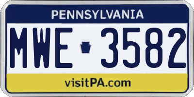 PA license plate MWE3582