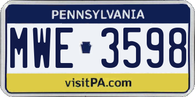 PA license plate MWE3598