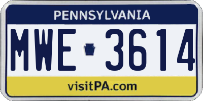 PA license plate MWE3614
