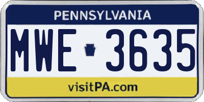 PA license plate MWE3635