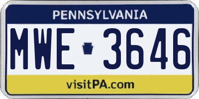 PA license plate MWE3646