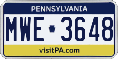 PA license plate MWE3648