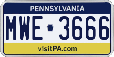 PA license plate MWE3666