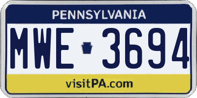 PA license plate MWE3694