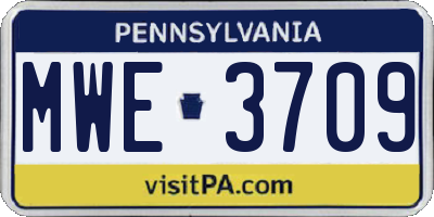 PA license plate MWE3709