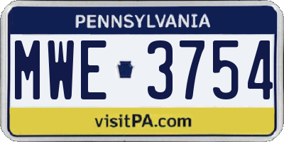 PA license plate MWE3754