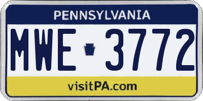 PA license plate MWE3772